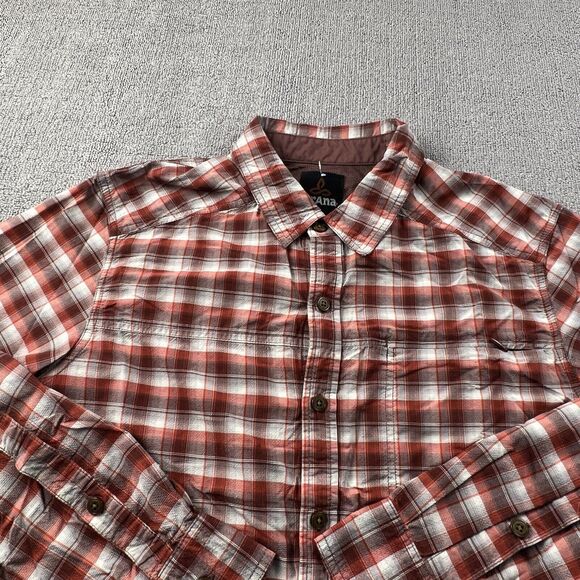 PrAna Shirt Adult Medium Check Button Up Long Sleeve Outdoor Casual Men's - Picture 3 of 14